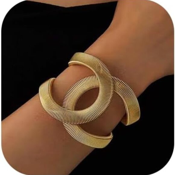 Jewelry - Chunky Cuff Bracelets for Women - Adjustable Gold/Silver Bangles, Hollow Out